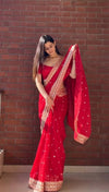 Letest New Fall in love with this stunning saree Red