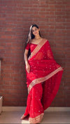 Letest New Fall in love with this stunning saree Red