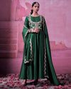 Designer Party Wear Look Collection Green Colour Gown