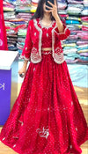 New Super Trending Embroidery Sequence work ready to wear jacket and lehenga choli Red