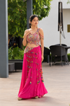 Rani Pink Tassel Embroidered Indo-Western Palazzo Set for Women