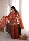 Letest new bollywood Style Top Real Mirror Work plazzo Dupatta Set