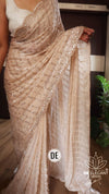 Launch Grand party wear saree in original gold beeds work