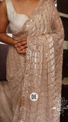 Launch Grand party wear saree in original gold beeds work