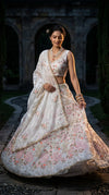 Elegant Ivory Floral Embroidered Bridal Lehenga with Timeless Grace