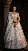 Elegant Ivory Floral Embroidered Bridal Lehenga with Timeless Grace
