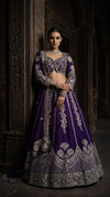Royal Purple Embroidered Bridal Lehenga Set with Heavy Silver Zari Work & Dupatta