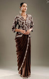 New Super Trending Embroidery Sequence work ready to wear saree with full koti
