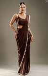 New Super Trending Embroidery Sequence work ready to wear saree with full koti
